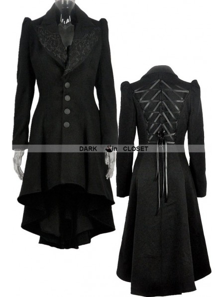 Dark in Love Black Gothic Lady Double-Faced Woolen Dovetail Robe Jacket ...