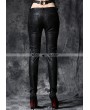 Dark in Love Black Gothic Embossed Lace Leather Pants with Flower&cord