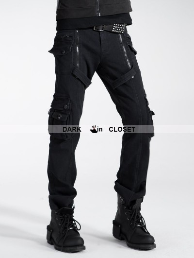 Punk Rave Black Gothic Punk Zippers Pants for Men - DarkinCloset.com