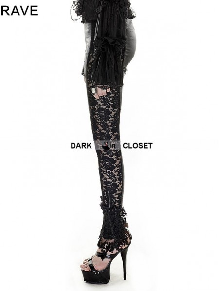Punk Rave Black Gothic Lace Patchwork Leggings - DarkinCloset.com