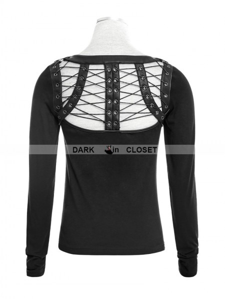 Punk Rave Black Gothic Punk Spider Bandage T-Shirt for Women ...