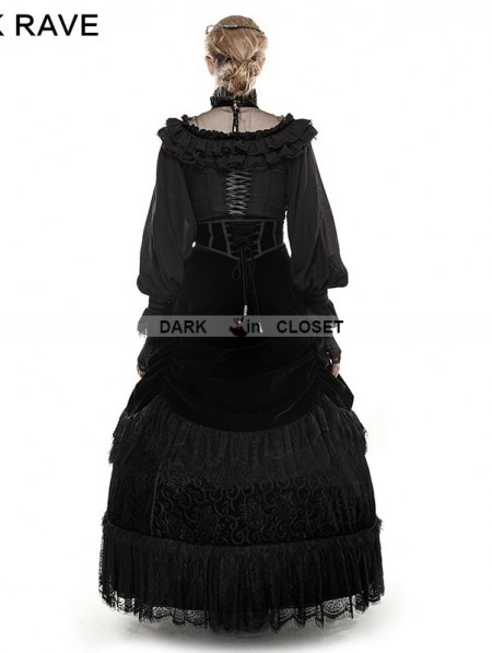 Punk Rave Black Gothic Palace Big Swing Long Skirt - DarkinCloset.com
