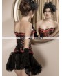 Black and Red Cherry Pattern Fashion Overbust Corset