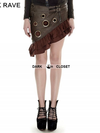 Punk Rave Coffee Steampunk Flounce Skirt