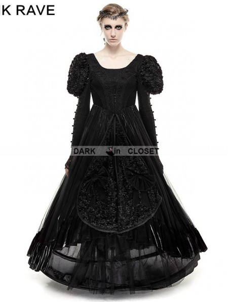 Punk Rave Black Big Swing Gothic Long Dress - DarkinCloset.com