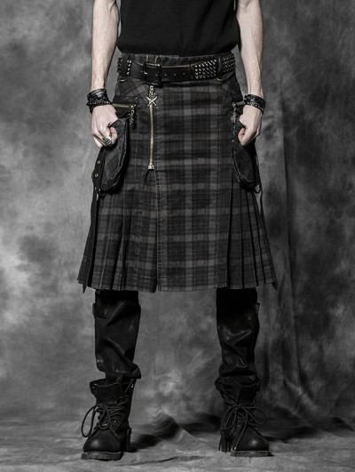 Punk Rave Plaid Gothic Punk Skirt for Men