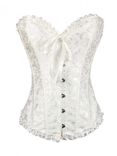 White Pattern Bridal Overbust Corset