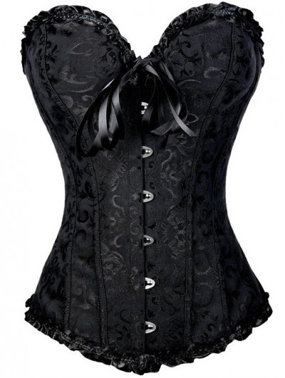 Black Pattern Gothic Overbust Corset