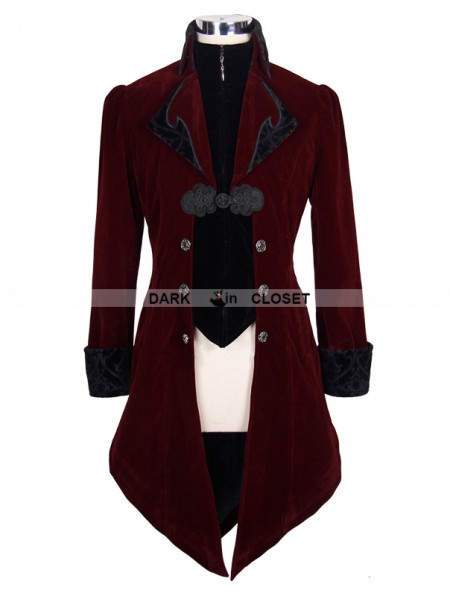 Devil Fashion Red Vintage Gothic Swallow Tail Jacket for Men ...
