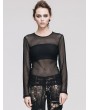 Devil Fashion Black Net Long Sleeves Gothic T-shirt for Women and Men