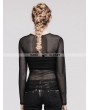 Devil Fashion Black Net Long Sleeves Gothic T-shirt for Women