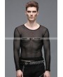 Devil Fashion Black Net Long Sleeves Gothic T-shirt for Women