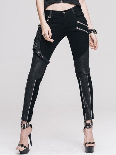 Devil Fashion Black Pocket Gothic Punk Pants for Women