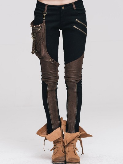 Devil Fashion Steampunk Pants with Coffee Pocket for Women