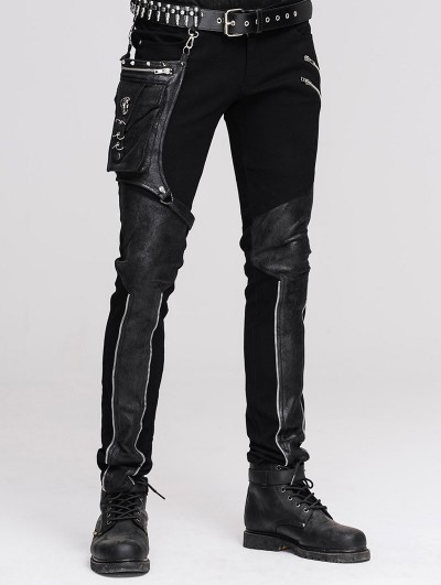Devil Fashion Black Pocket Gothic Punk Pants for Men