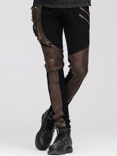 Devil Fashion Steampunk Pants with Coffee Pocket for Men