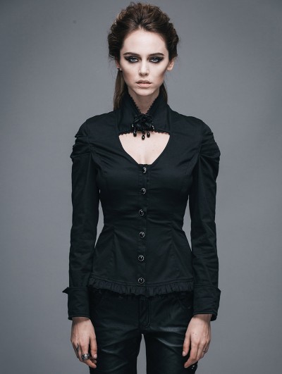 Devil Fashion Black Long Sleeves Pendant Romantic Gothic Shirt for Women