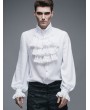 Devil Fashion White Flounce Tie Gothic Blouse for Men