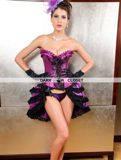 Purple Burlesque Overbust Corset Skirt
