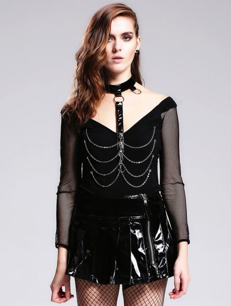 Devil Fashion Black Gothic Punk Sexy Shirt for Women - DarkinCloset.com