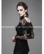 Devil Fashion Romantic Black Lace Long Sleeves Gothic T-shirt for Women