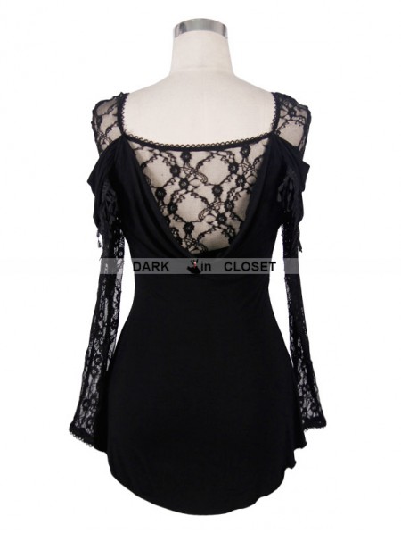 Devil Fashion Romantic Black Lace Long Sleeves Gothic T-shirt for Women ...