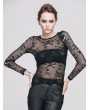 Devil Fashion Black Skeleton Net Tight T-shirt for Women