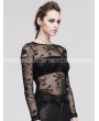 Devil Fashion Black Skeleton Net Tight T-shirt for Women