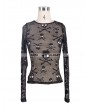Devil Fashion Black Skeleton Net Tight T-shirt for Women