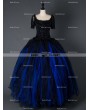 Black and Blue Gothic Corset Long Prom Gown