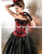 Red and Black Lace Applique Fashion Gothic Overbust Corset