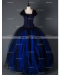 Black and Blue Gothic Corset Long Prom Party Dress