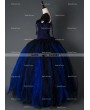 Black and Blue Gothic Corset Long Prom Party Dress