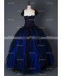 Black and Blue Gothic Corset Long Prom Party Dress