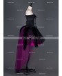 Black and Fuchsia Feather Gothic Burlesque Corset High-Low Prom Party Dress