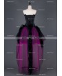 Black and Fuchsia Feather Gothic Burlesque Corset High-Low Prom Party Dress