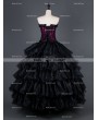Black and Purple Gothic Corset Long Layers Prom Party Dress