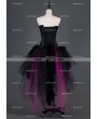 Black and Fuchsia Feather Gothic Burlesque Corset Irregular Prom Party Dress