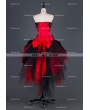 Black and Red Rose Feather Gothic Burlesque Corset Irregular Prom Party Dress
