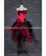 Black and Red Rose Feather Gothic Burlesque Corset Irregular Prom Party Dress