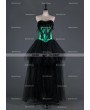 Black and Green Feather Gothic Burlesque Corset High-Low Prom Party Dress