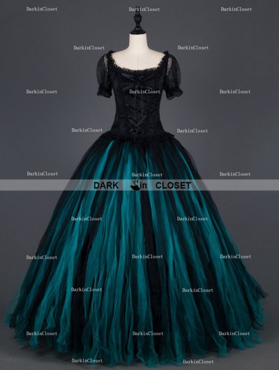 Romatic Gothic Short Sleeves Long Prom Party Gown