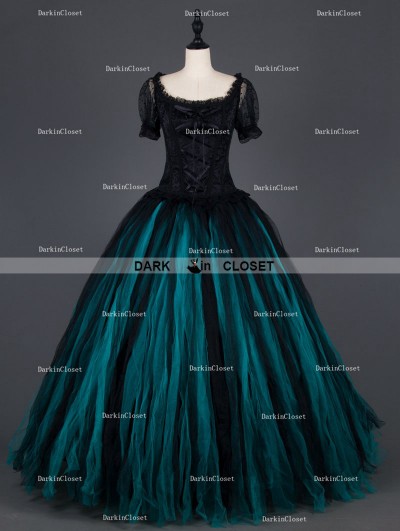 Romantic Gothic Short Sleeves Long Prom Party Gown