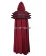 Punk Rave Red Gothic Wool Collar Long Cloak for Women