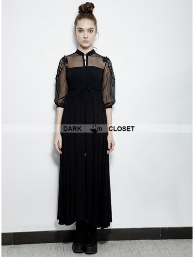 Punk Rave Black Vintage Gothic Palace Style Long Dress - DarkinCloset.com
