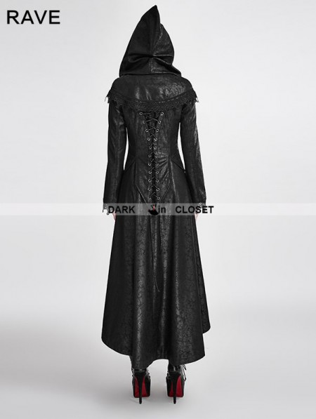 Punk Rave Black Gothic Dark Angle Long Hooded Coat for Women ...