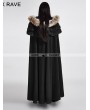 Punk Rave Black Gothic Wool Collar Long Cloak for Women
