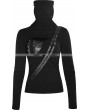 Punk Rave Black Gothic Asymmetrical Knit Punk T-Shirt for Women