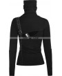 Punk Rave Black Gothic Asymmetrical Knit Punk T-Shirt for Women