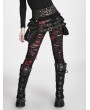 Punk Rave Red Gothic Broken Mesh Leggings 